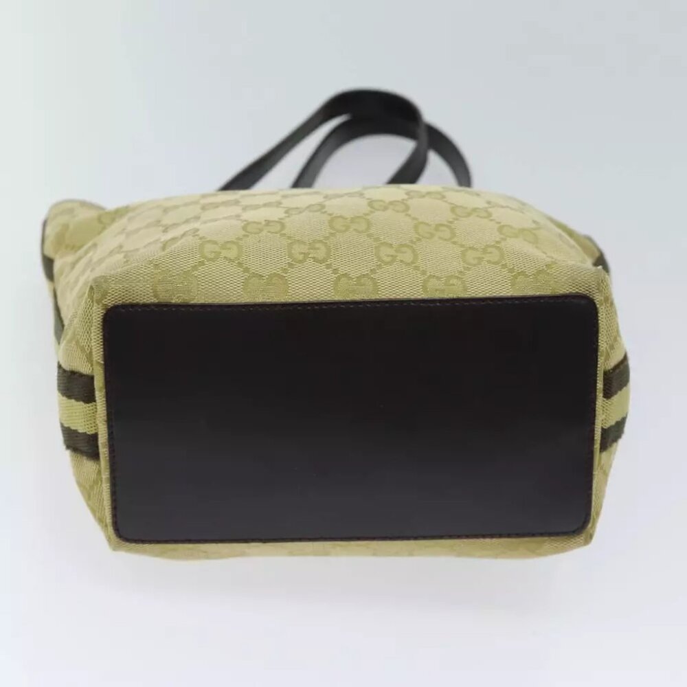 GUCCI GG Canvas Sherry Line Hand Bag Beige Brown - Picture 4 of 7